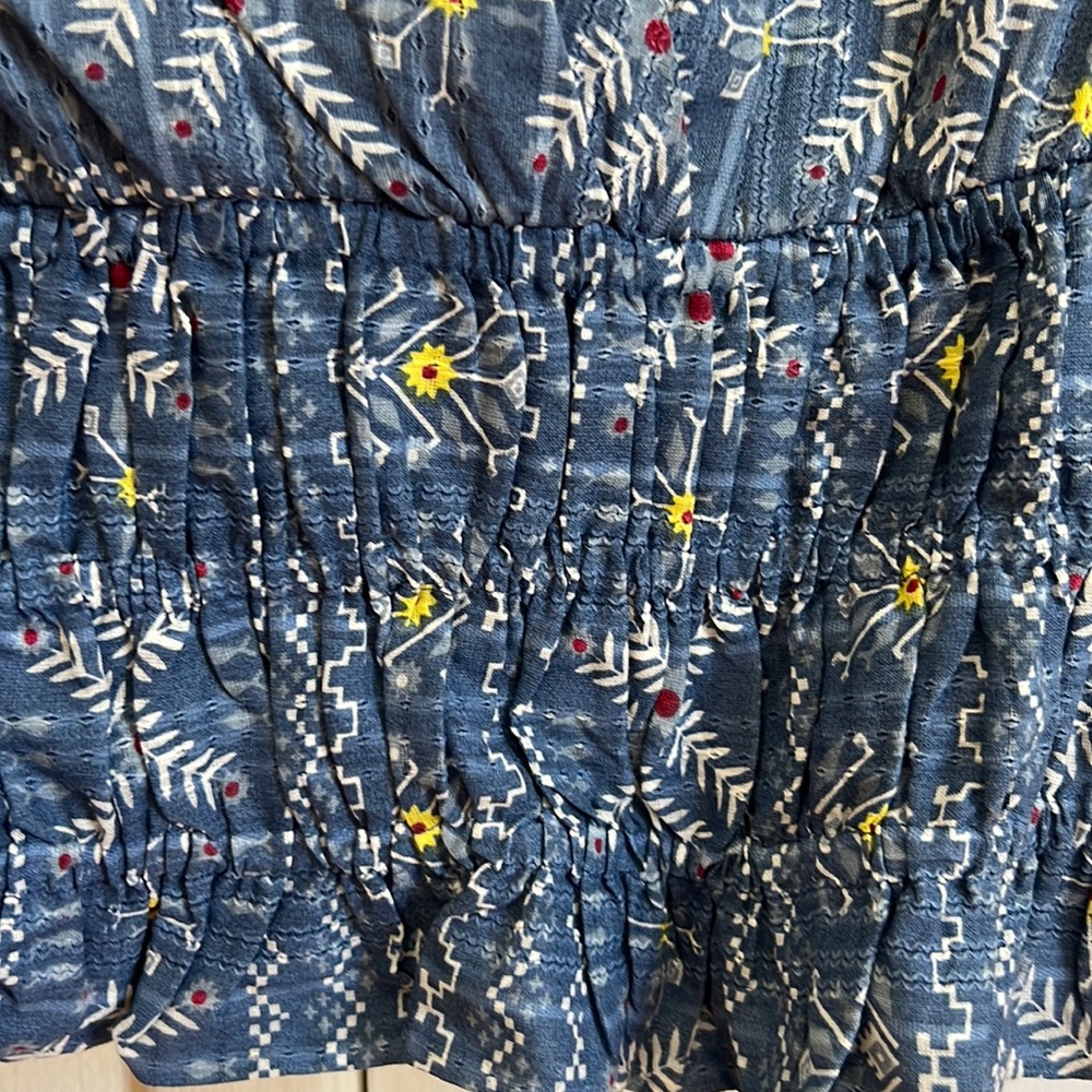 Smocked Lightweight blue top
